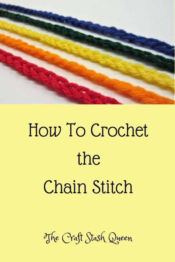 Red, orange, yellow, green, and blue crocheted chains.  How To Crochet the Chain Stitch by The Craft Stash Queen