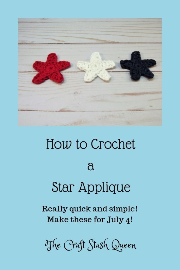 How to Crochet a Star Applique pin image 1.

